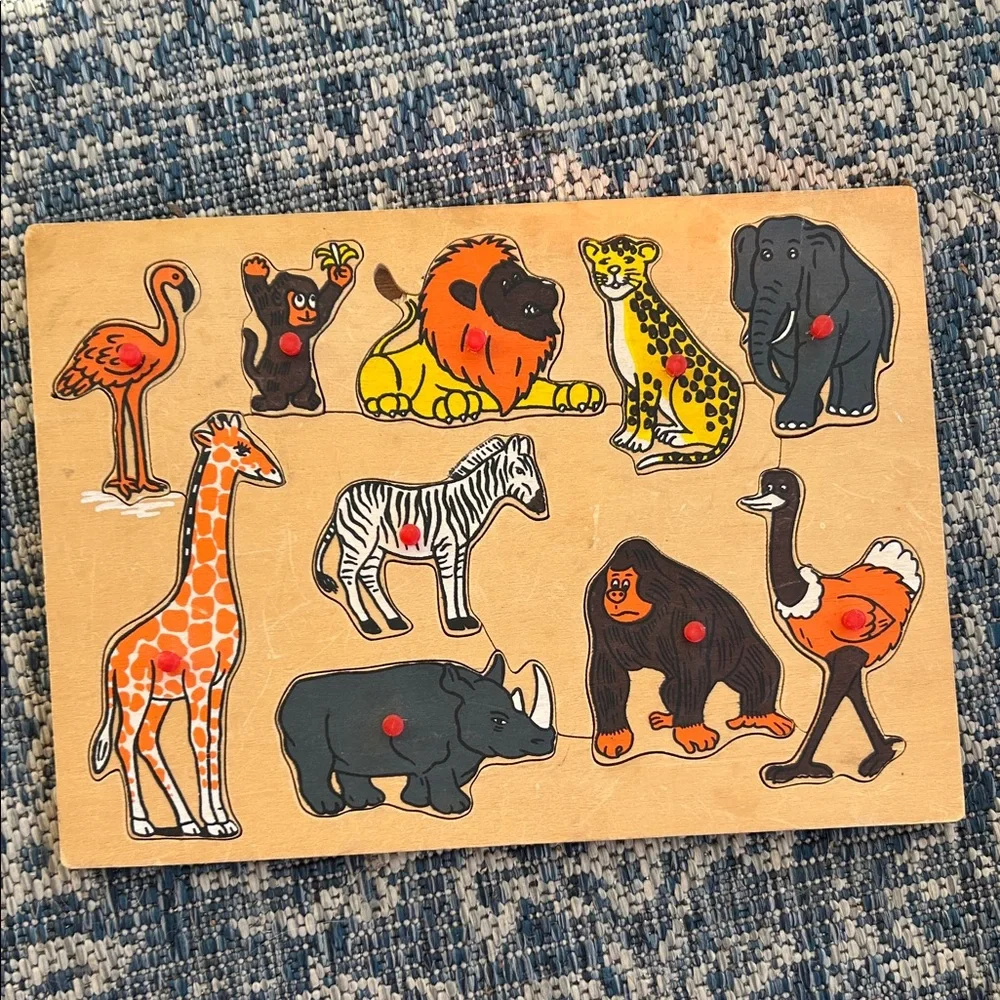 Vintage Animal Puzzle Board for Kids